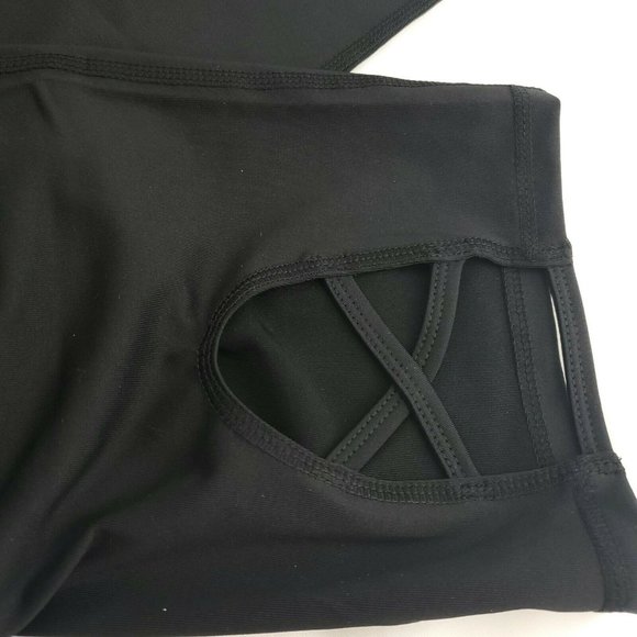 Head Womens Black High Rise Elastic Waist Criss Cross Tight Capri Pants Size 3X - Picture 3 of 15